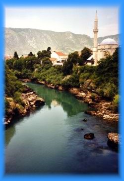 Mostar Blick von Brücke